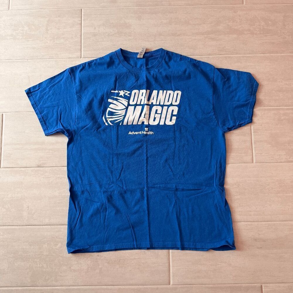 Orlando Magic Basketball T Shirt Short Sleeve NBA Blue White Logo XL Cotton